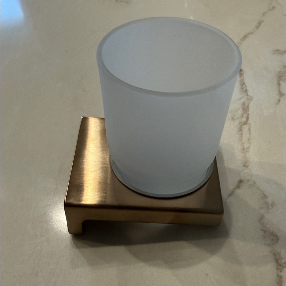 Hansgrohe Frosted Glass Toothbrush Holder with Gold Base
